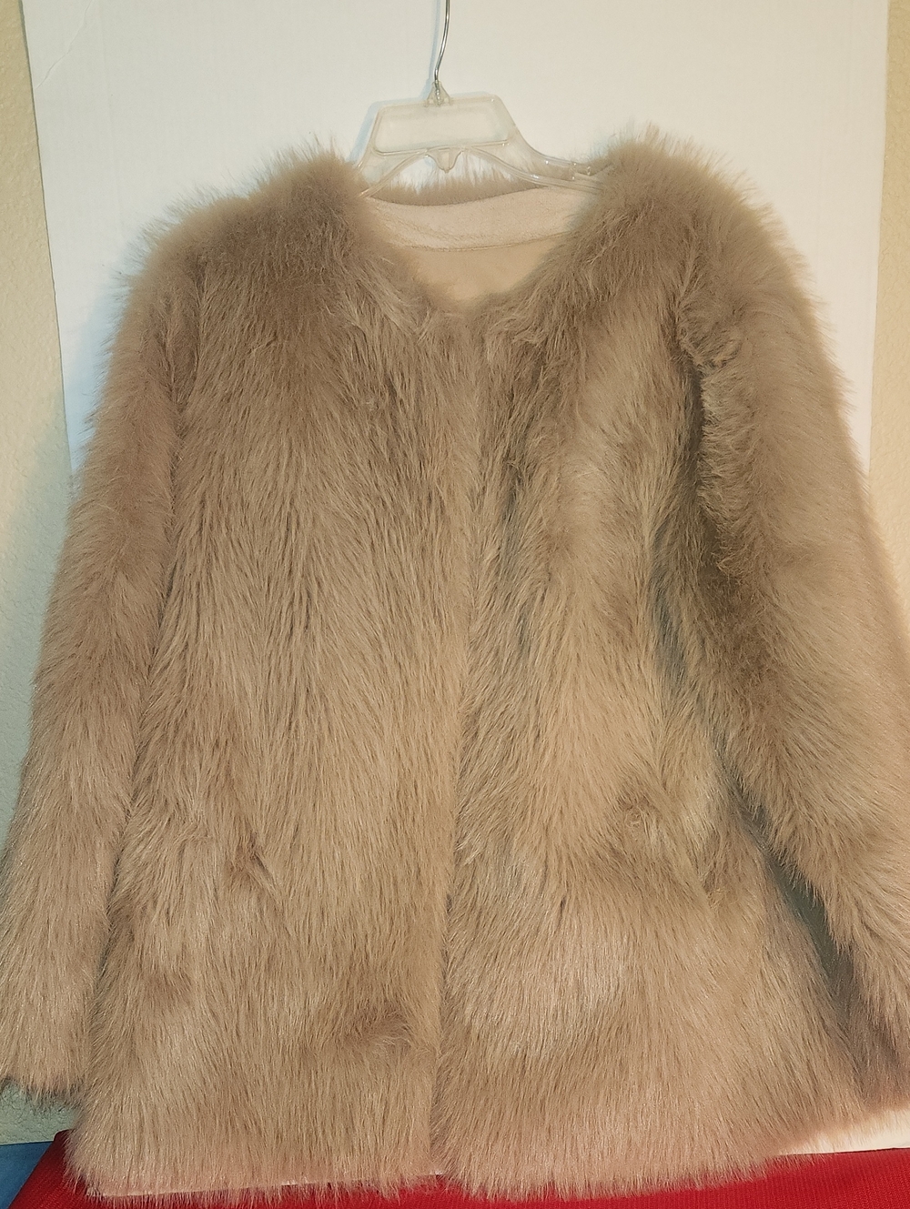 Women's Plush Teddy Jacket in Taupe